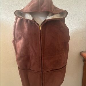 Lauren Ralph Lauren Brown hooded Vest with Cream Sherpa Lining